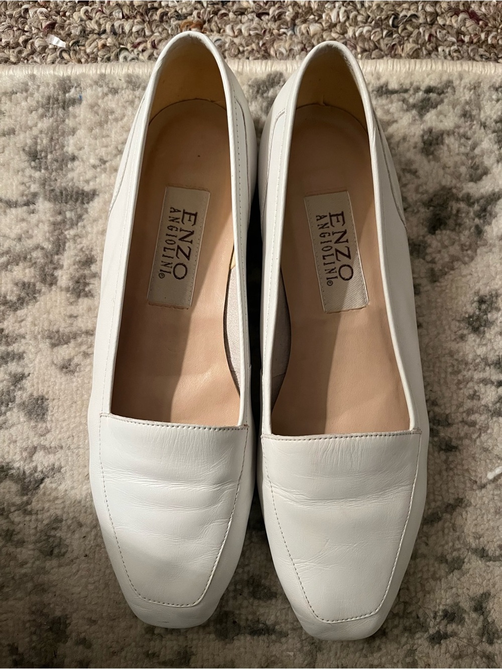 Enzo Angiolini White Leather Slip-On Loafers